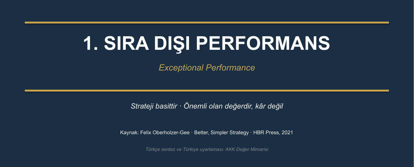 Sıra Dışı Performans programının Bölüm 1 kapak sayfası